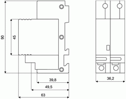 Габаритный чертеж УЗИП серии SPUM1 (DS)